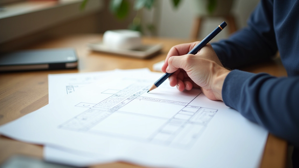 Wireframe a bassa fedeltà su carta con sketch di una homepage, griglia semplice con rettangoli e linee