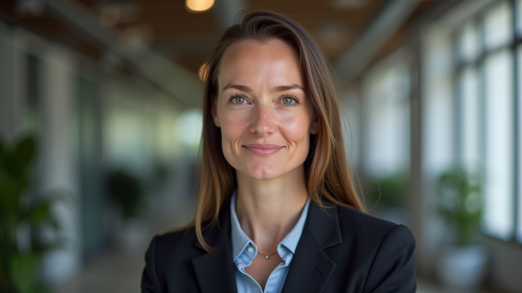 Project manager senior, donna di 36 anni, posa professionale, ufficio design, portrait da petto in su