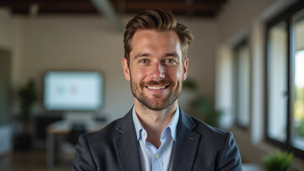 Designer UX senior, uomo di 38 anni, posa professionale, studio design, portrait da petto in su